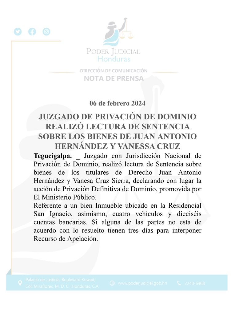 Ordenan privación definitiva a bienes de Juan Antonio Hernández