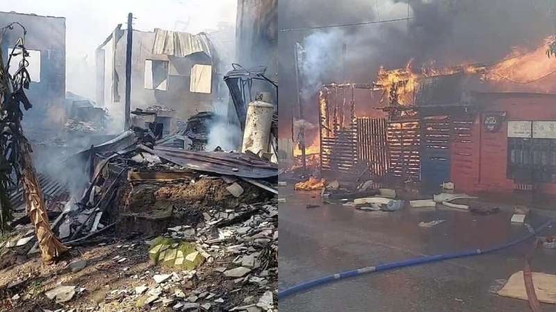 Incendio en casas en Roatán