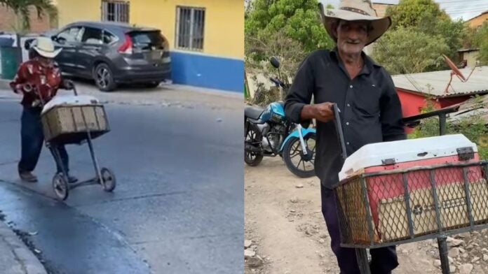 influencer ayuda a anciano