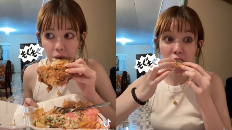 Japonesa prueba el pollo chuco