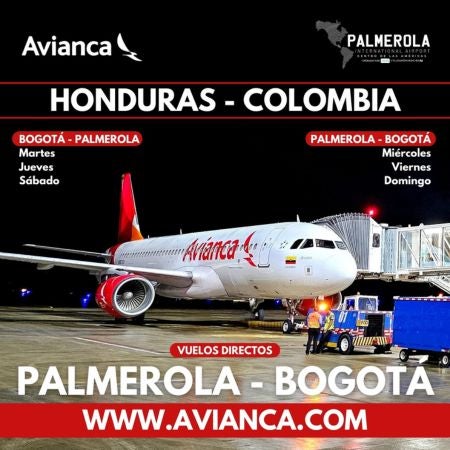 Vuelos directos Palmerola - Bogotá mejoraron conectividad aérea de Honduras