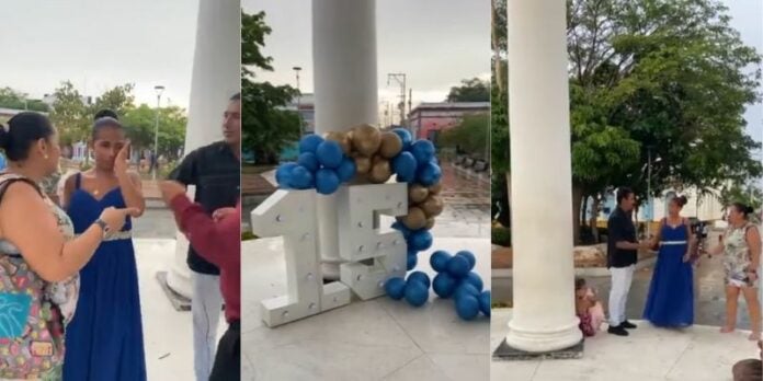 Madre le celebra los 15 años a su hija en un parque público