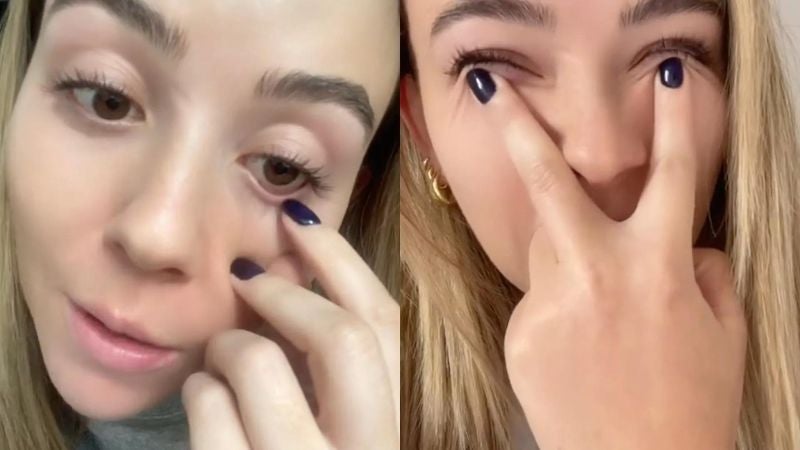 Mujer gusano en el ojo 
