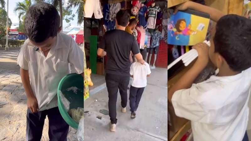 Niño vende en la calle en El Progreso
