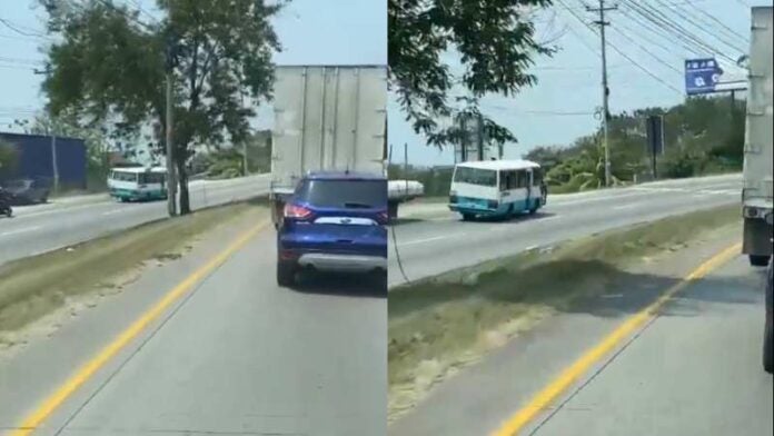 Autobús en contravía en Choloma