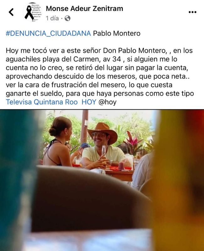 Pablo Montero no pagó cuenta