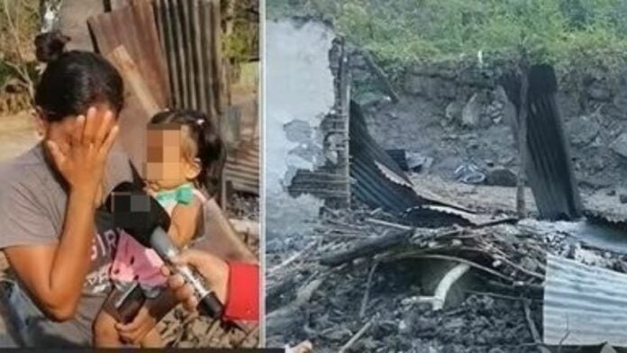 Mujer denuncia que le incendiaron su casa en Santa Bárbara