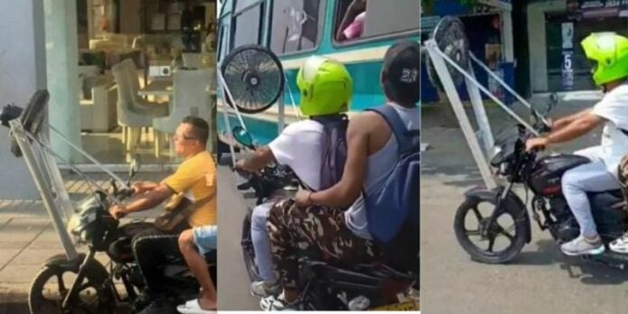 Ante las altas temperaturas una persona decide incorporarle ventilador a una motocicleta