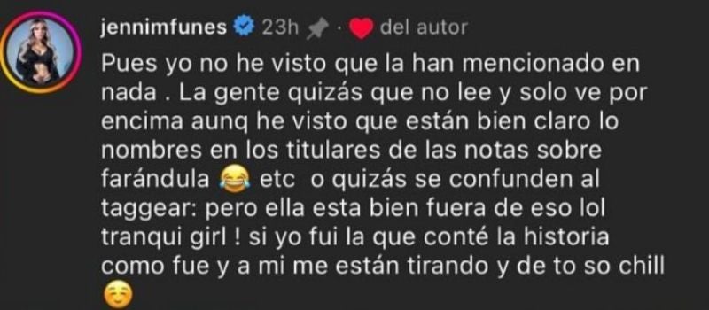 Jennifer Funes responde a Aplícano