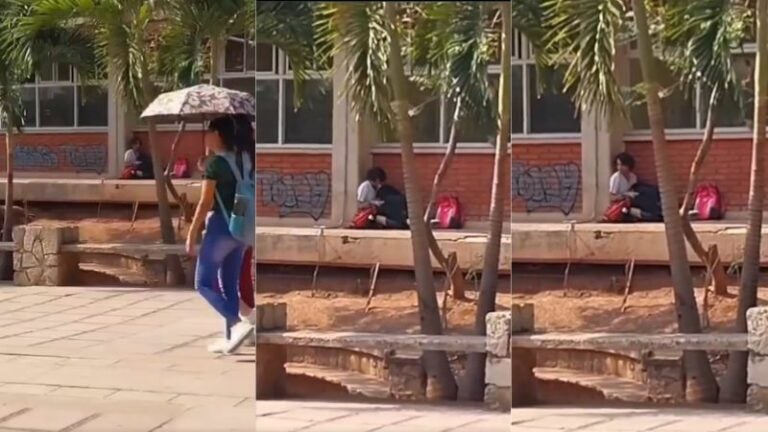 Captan a estudiantes de la UNAH en supuestos actos sexuales en plena plaza