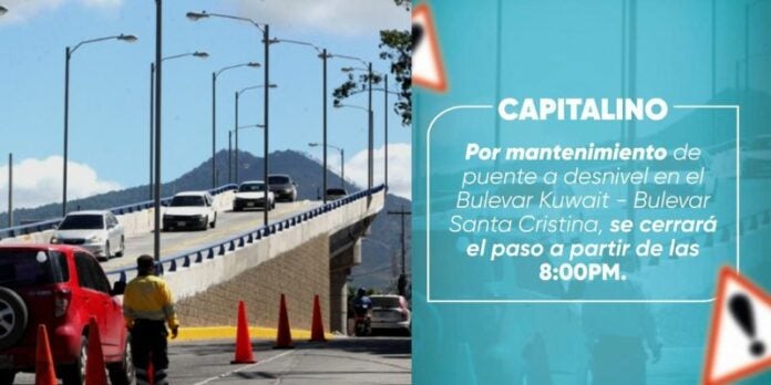 AMDC cierra temporalmente el puente a desnivel del Bulevar Kuwait