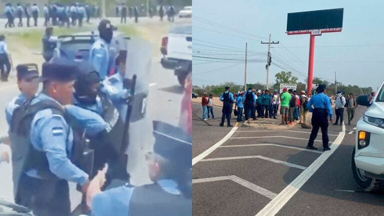 Reprenden a policía por disparar a manifestantes durante desalojo en la carretera CA-5