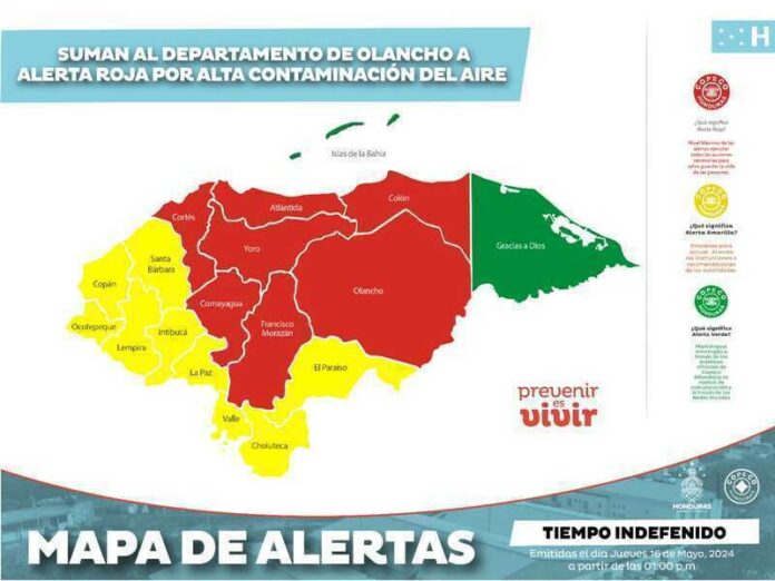 Elevan a Olancho en alerta roja por contaminación.