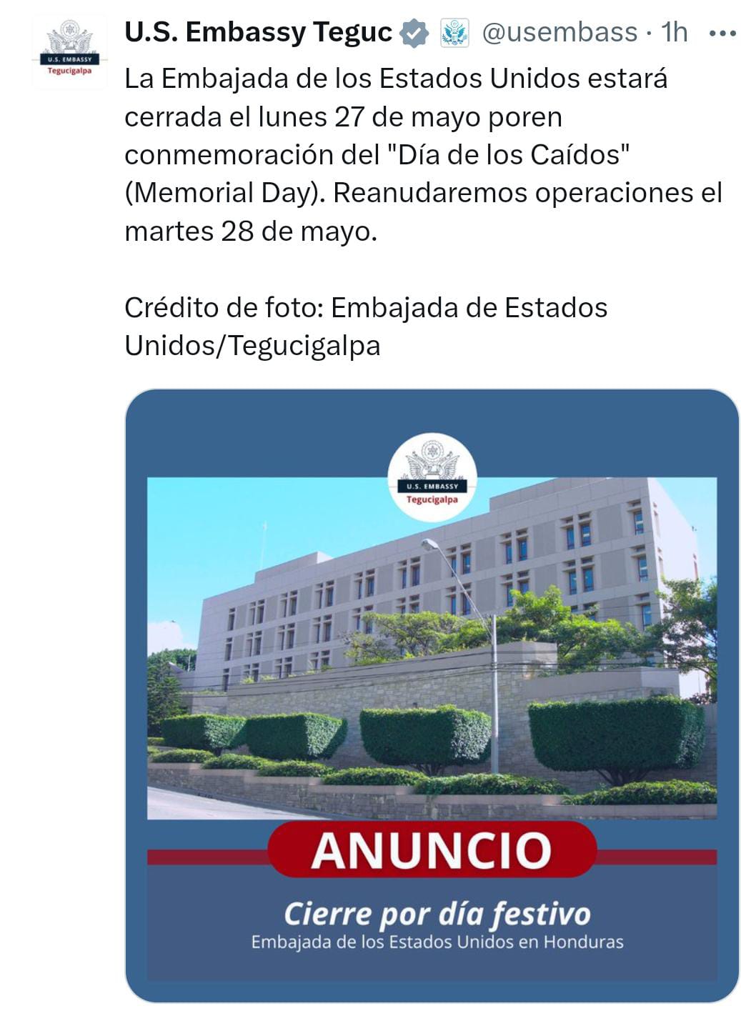 Embajada de EEUU en Tegucigalpa