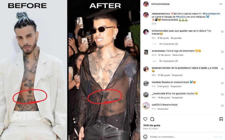 Rauw Alejandro sorprende a sus seguidores al borrarse el tatuaje de Rosalía