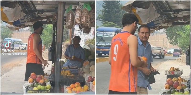 vendedor le regala mango a hondureño