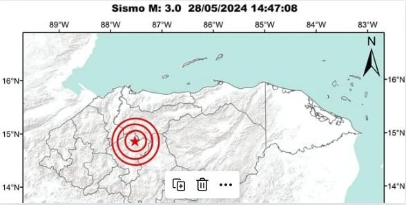 Registran sismo de magnitud 3.0 en La Libertad, Comayagua