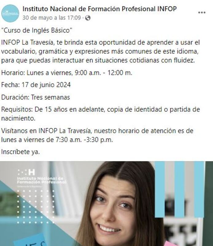 Desde hoy se habilitan los cursos gratis de inglés en Infop