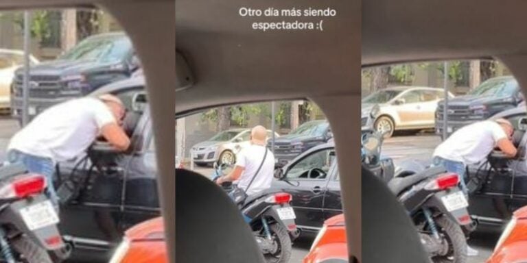 Motociclista aprovecha el alto para besar a una conductora en pleno tráfico