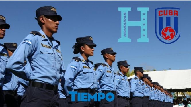 Policías en partido de Honduras contra Cuba