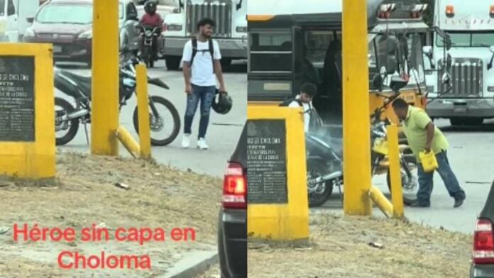 Conductor de autobús ayuda a motociclista