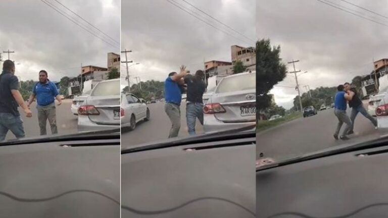 VIDEO: Conductores discuten y pelean en calle de Tegucigalpa