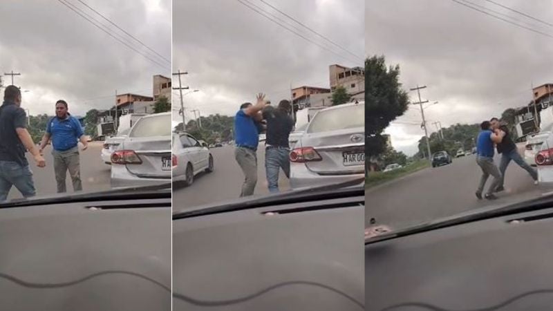 Hombres pelean en Tegucigalpa