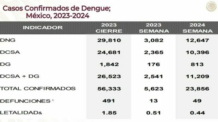 México: Confirman más de 23,000 casos de dengue y 49 muertes 