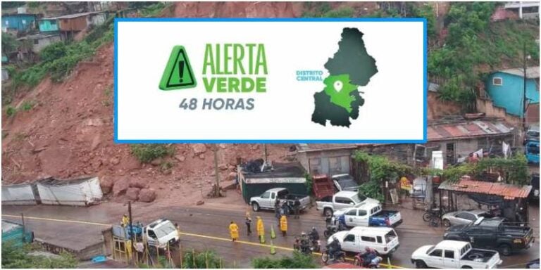 Bajan a alerta verde el Distrito Central por 48 horas