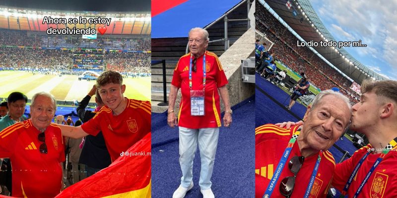 Joven le cumple un sueño a su abuelo llevándolo a ver la final de la Eurocopa