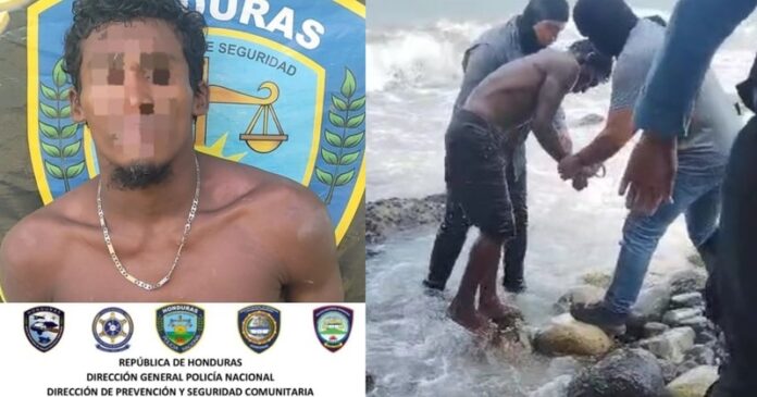 sujeto se lanza al mar Policía La Ceiba