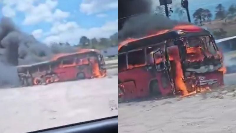 Bus toma fuego en Ocotepeque