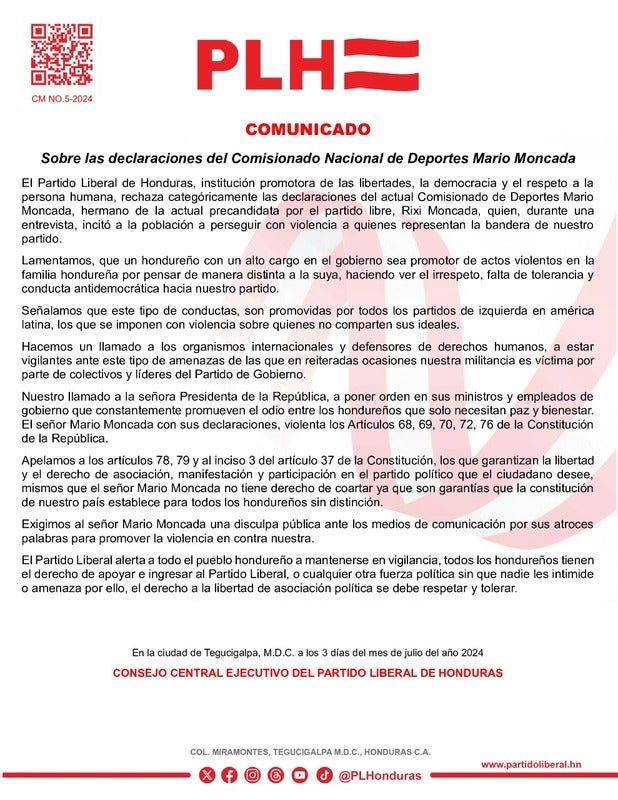PL: Declaraciones de Mario Moncada violentan varios artículos de la Constitución