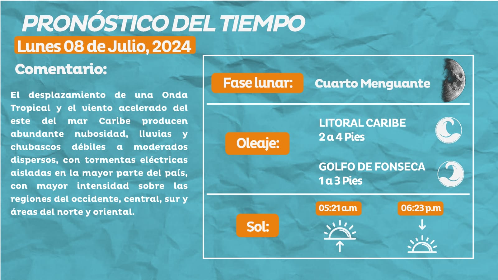 Ondo tropical continúa dejando lluvias en el territorio nacional