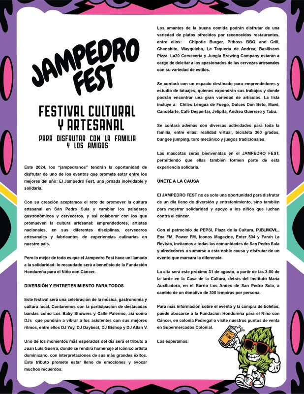 Jampedro Fest: Festival cultural y artesanal entretenimiento para familia y amigos