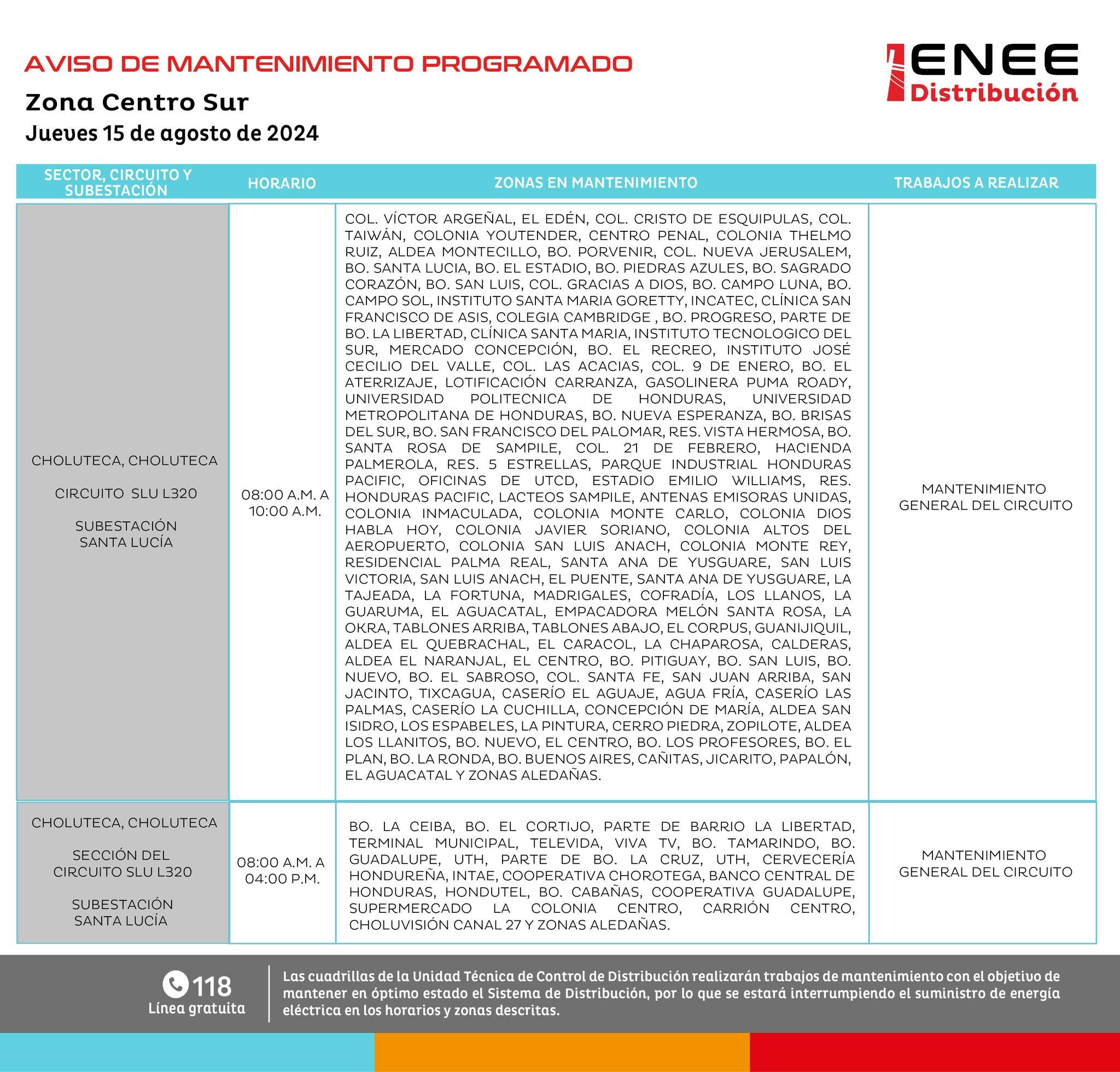 Anuncian cortes de energía en Choluteca, Cortés, FM Y Ocotepeque