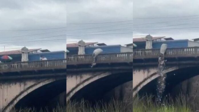 Durante labores de limpieza ciudadano lanza basura al Campo Motagua