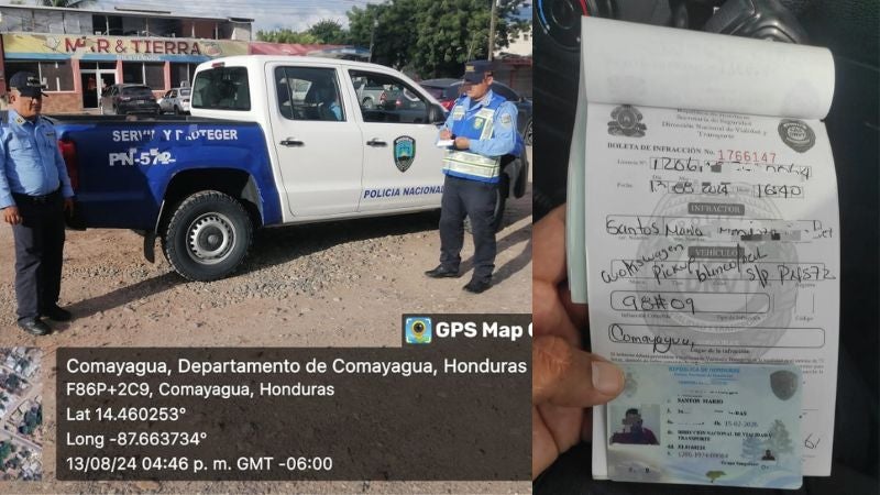 "No dan el ejemplo": Patrulla de la PN se salta las boyas de tránsito en Comayagüela 