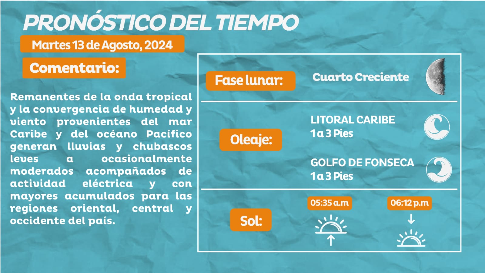 Remanente de onda tropical provocará lluvias en varias zonas de Honduras