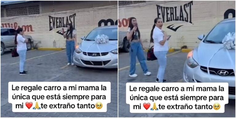 Hondureña sorprende a su madre con un carro en SPS
