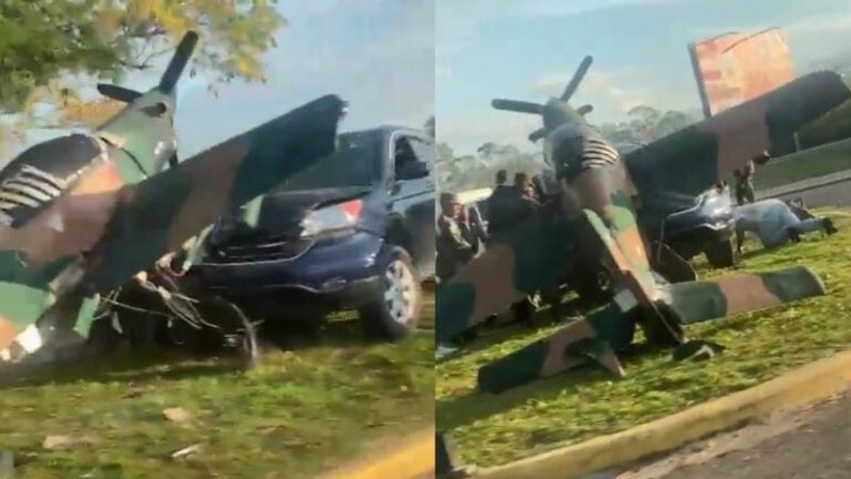 Una camioneta colisiona contra un avión en Comayagua