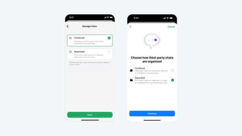 WhatsApp y Messenger chat con otras apps