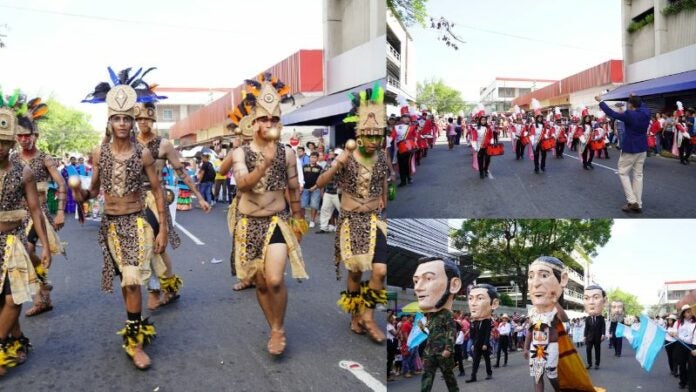 Recreando a Los Mayas y con coloridos cuadros desfila el Inst. Vicentino en SPS