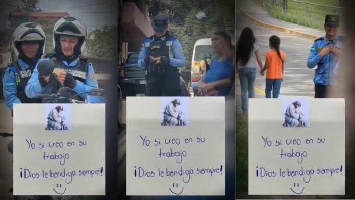 Policías conmueven notas motivacionales