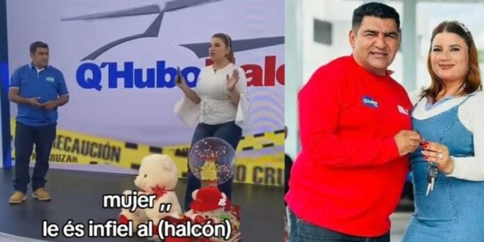 ¿Le es infiel? Frente al Halcón le dan rosas y peluche a su esposa