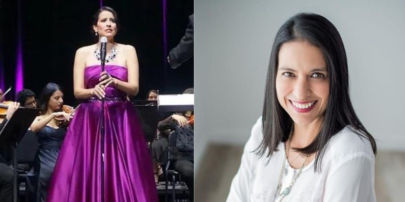 Cantante de ópera profesional, Melina Pineda, entona el Himno Nacional en los desfiles