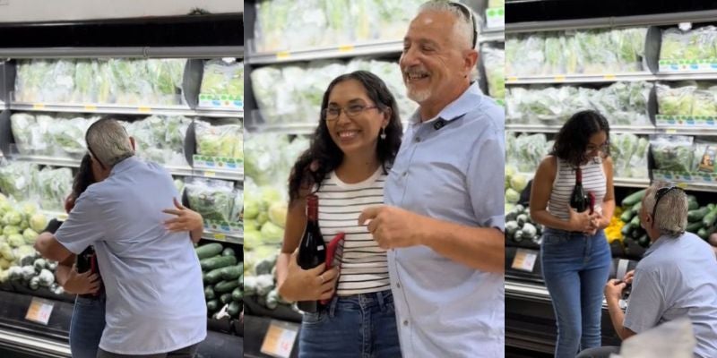 ¡En pleno supermercado de SPS!: Un extranjero le pide matrimonio a una hondureña