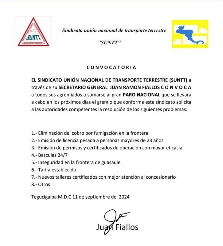 Transportistas de carga anuncian paro nacional