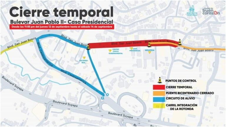 Rutas cerradas 14 y 15 septiembre