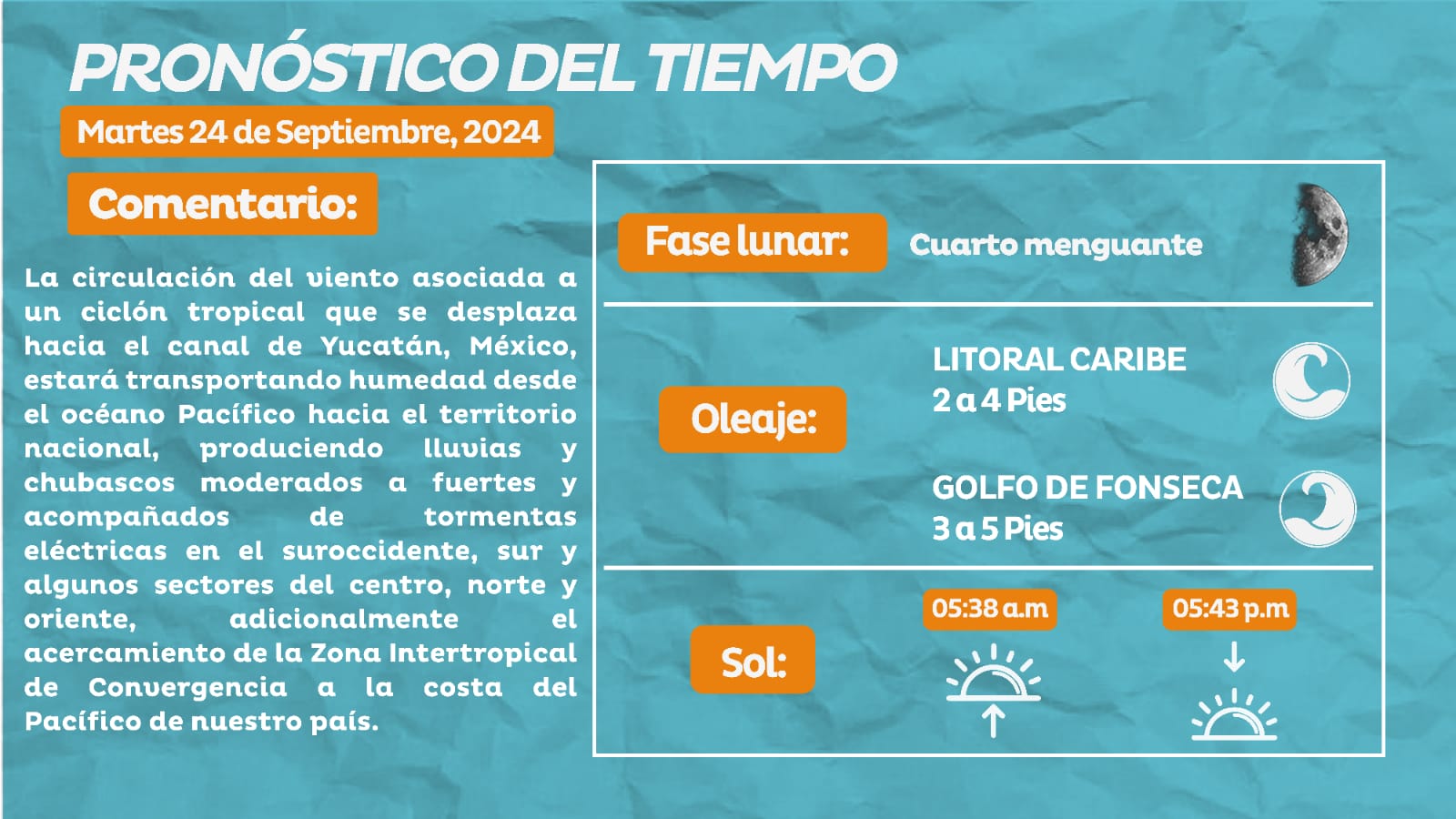 Persisten las lluvias a nivel nacional.